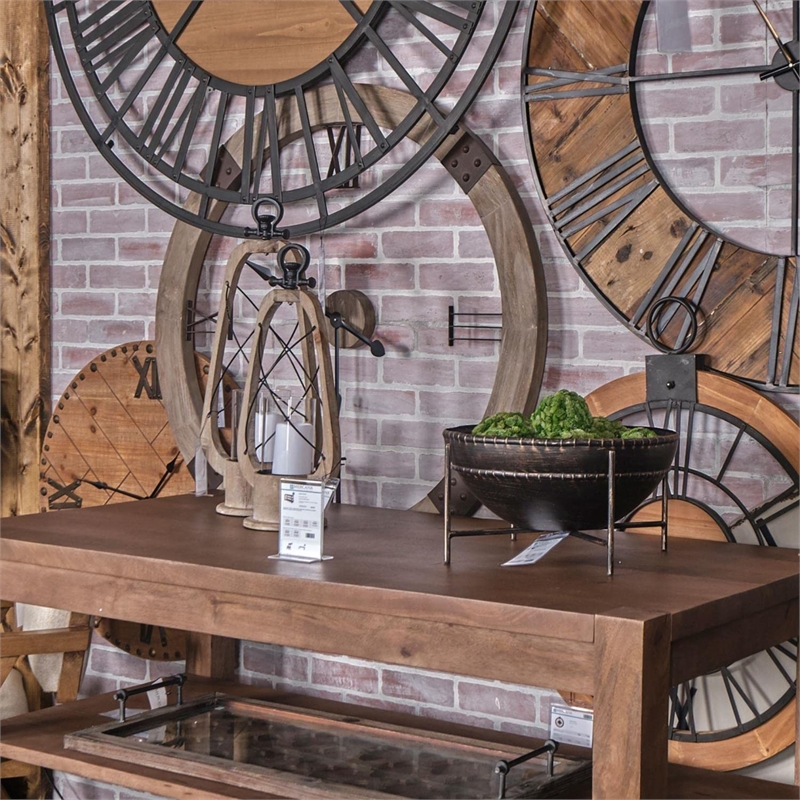 Mercana Zain I Small Brown Wooden Vintage Inspired C&le Holder Lantern