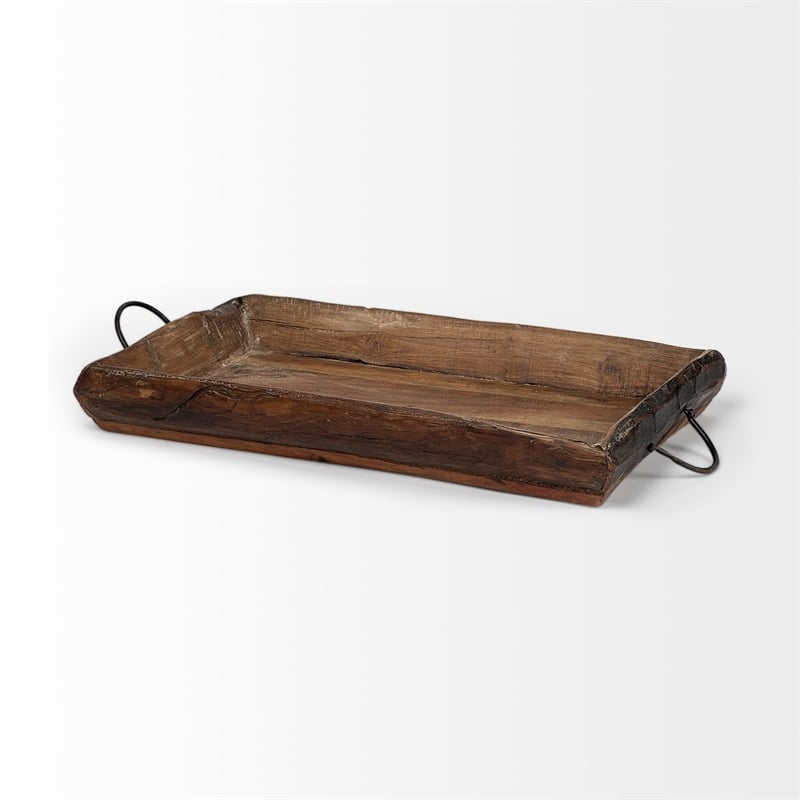 Mercana Durone Set of Two Brown Wooden Live Edge Serving Trays