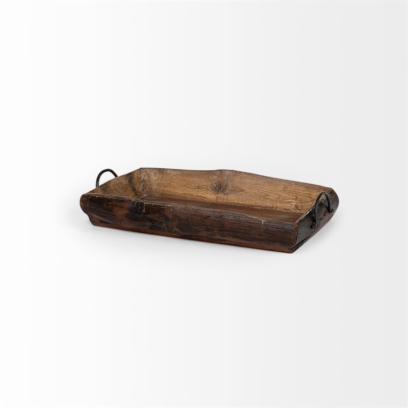 Mercana Durone Set of Two Brown Wooden Live Edge Serving Trays
