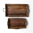 Mercana Durone Set of Two Brown Wooden Live Edge Serving Trays