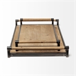 Mercana Benson Set of Two Light Brown Wood Black Iron Decorative Serving Trays