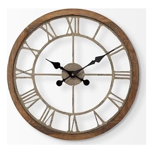 Mercana Mething Light Brown 19&quot Small Wooden Farmhouse Wall Clock