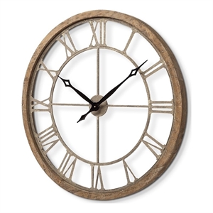 Mercana Mething I 31.5&quot Oversize Farmhouse Wall Clock in Natural Brown
