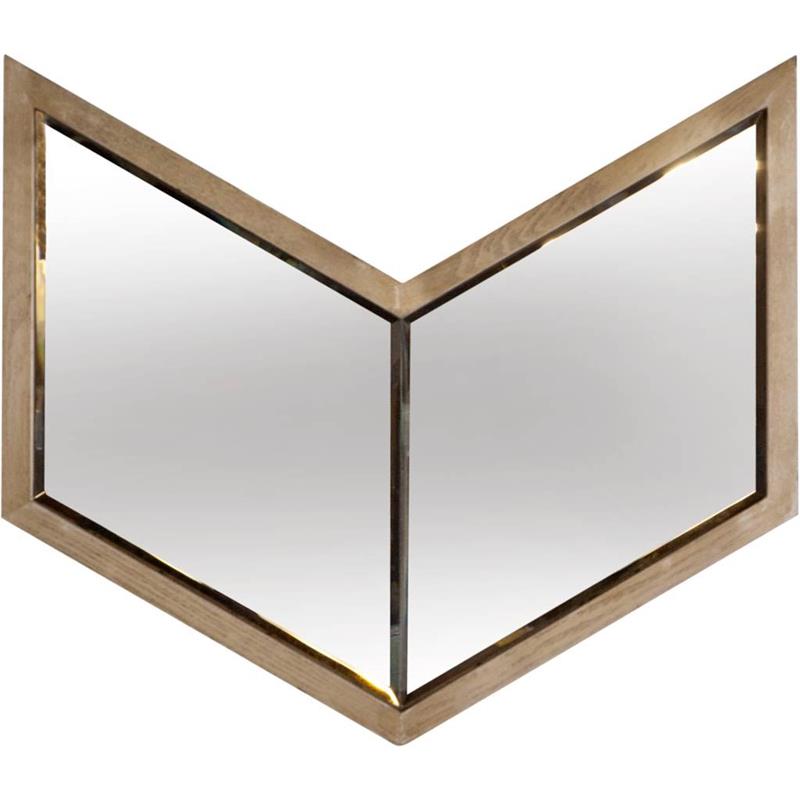 Mercana Chevren 26x22 Chevron Brown Wood Frame Mirror
