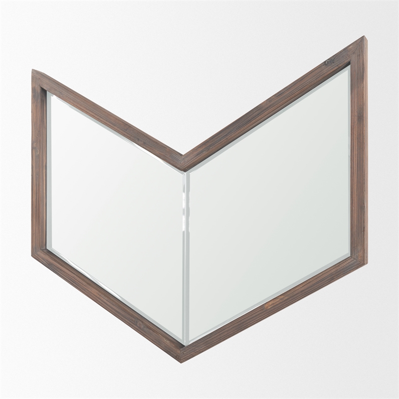 Mercana Chevren 26x22 Chevron Brown Wood Frame Mirror