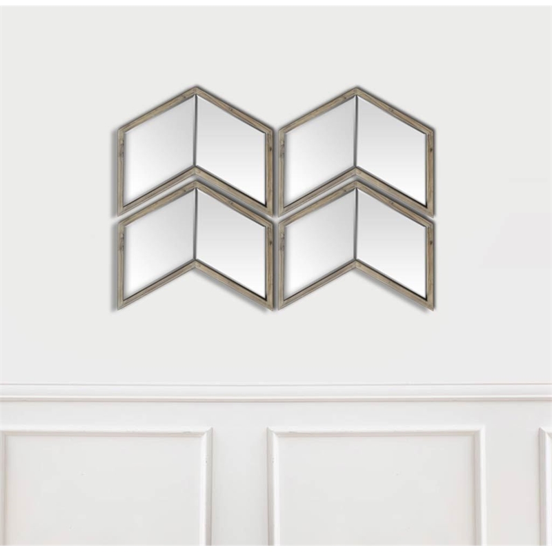 Mercana Chevren 26x22 Chevron Brown Wood Frame Mirror