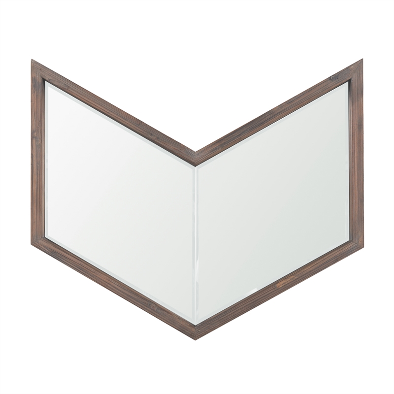 Mercana Chevren 26x22 Chevron Brown Wood Frame Mirror