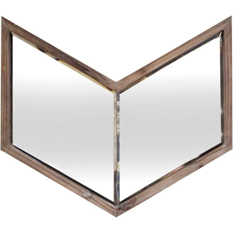 Mercana Chevren 26x22 Chevron Brown Wood Frame Mirror