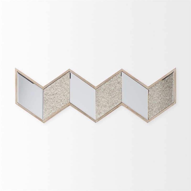 Mercana Cheveronna 36x12 Chevron Brown Wood Frame Mirror