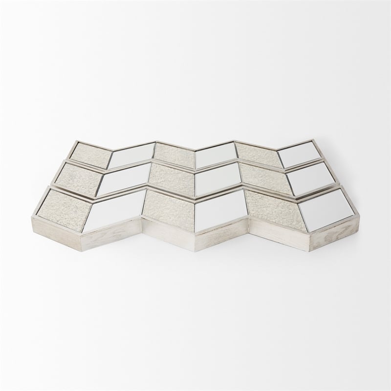 Mercana Cheveronna 36x12 Chevron Brown Wood Frame Mirror