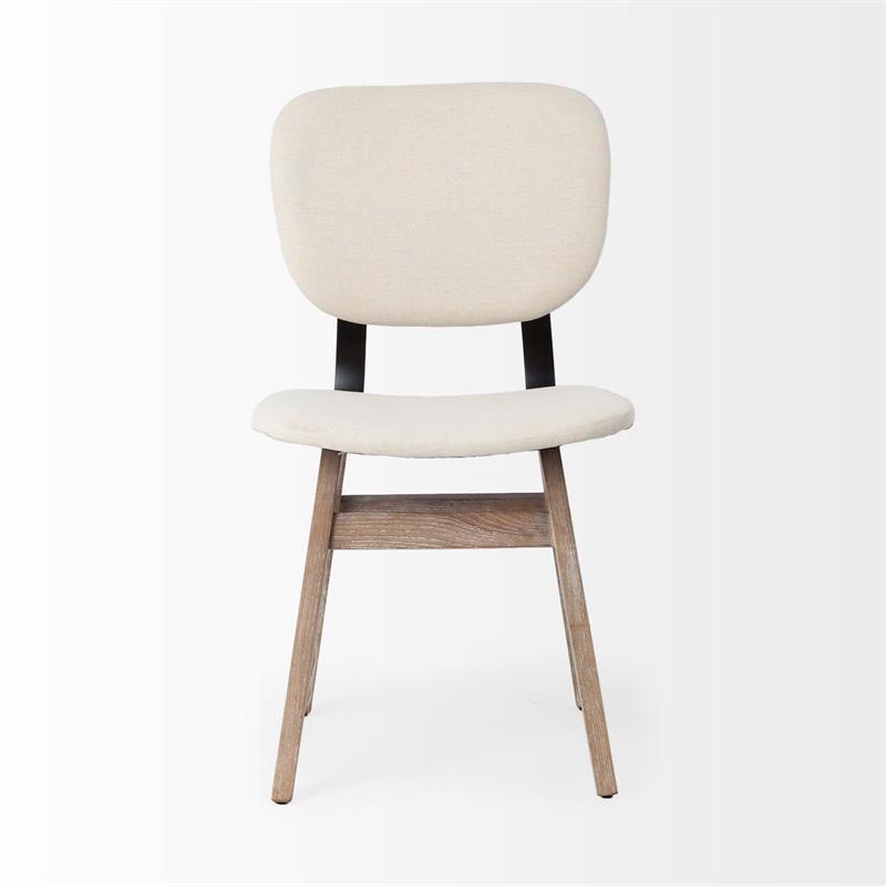 Mercana Haden I Cream Fabric Wrap Brown Solid Wood Base Dining Chair (Set of 2)