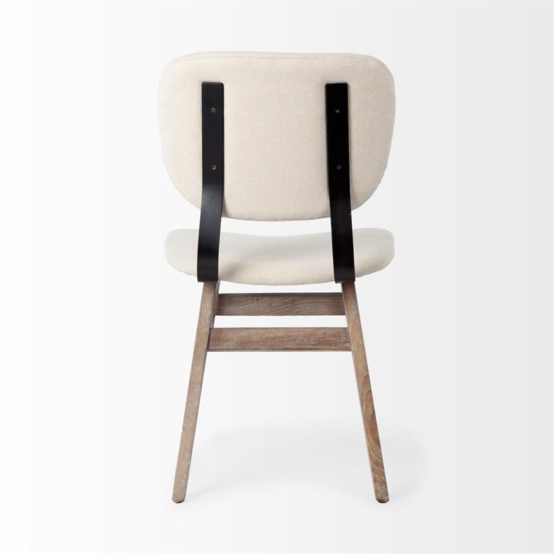 Mercana Haden I Cream Fabric Wrap Brown Solid Wood Base Dining Chair (Set of 2)