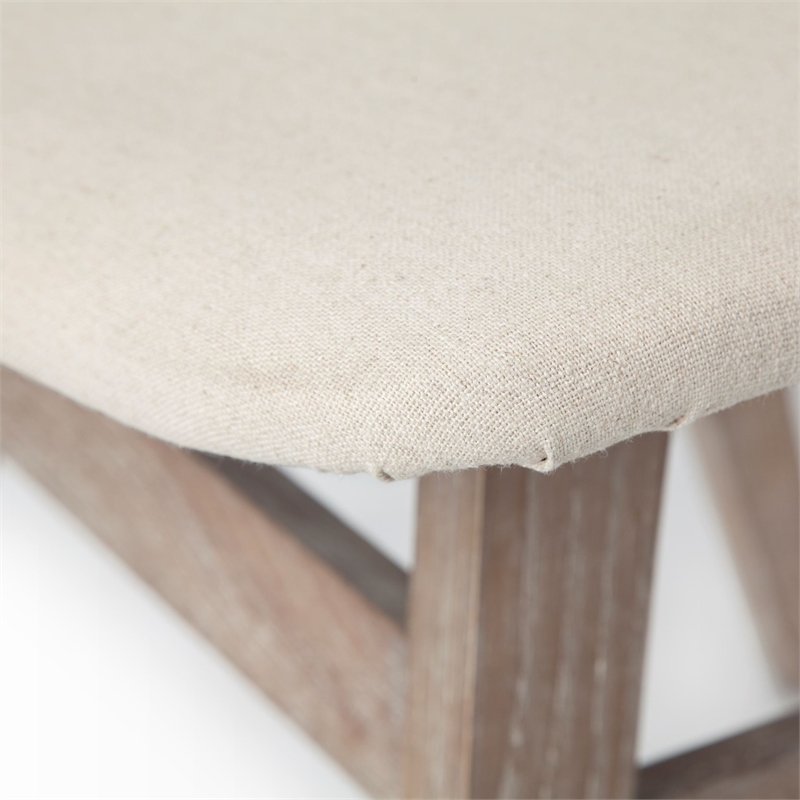 Mercana Haden I Cream Fabric Wrap Brown Solid Wood Base Dining Chair (Set of 2)