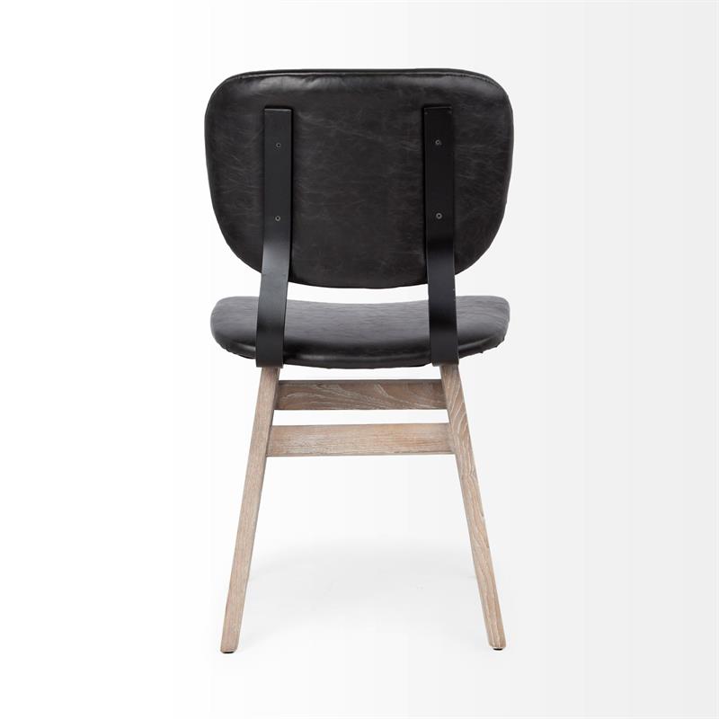 Mercana Haden I Black Faux-Leather Brown Wood Iron Dining Chair (Set of 2)