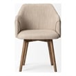 Mercana Ronald II Cream Fabric Wrap Brown Wooden Base Dining Chair