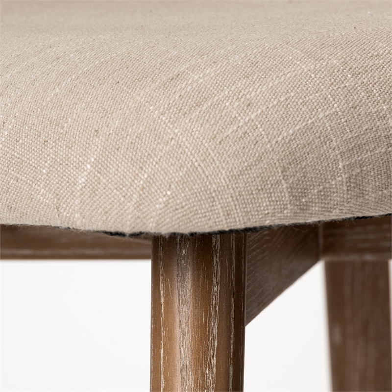 Mercana Ronald II Cream Fabric Wrap Brown Wooden Base Dining Chair