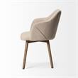 Mercana Ronald II Cream Fabric Wrap Brown Wooden Base Dining Chair