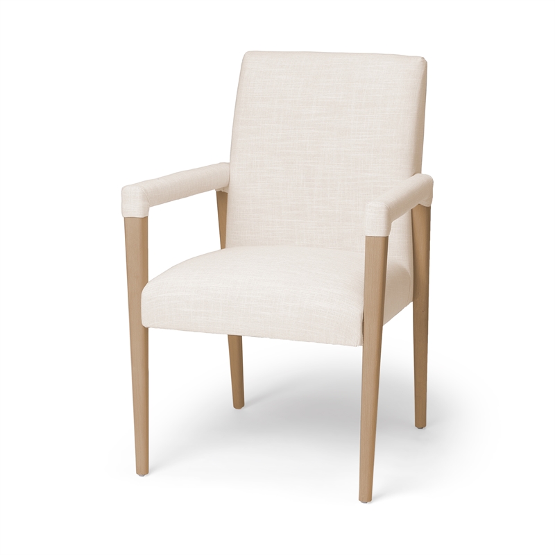 Mercana  Palisades Cream Fabric Wrap Brown Wood Frame Dining Chair