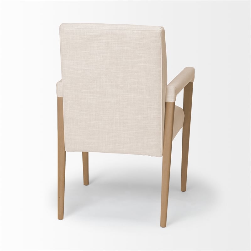 Mercana  Palisades Cream Fabric Wrap Brown Wood Frame Dining Chair