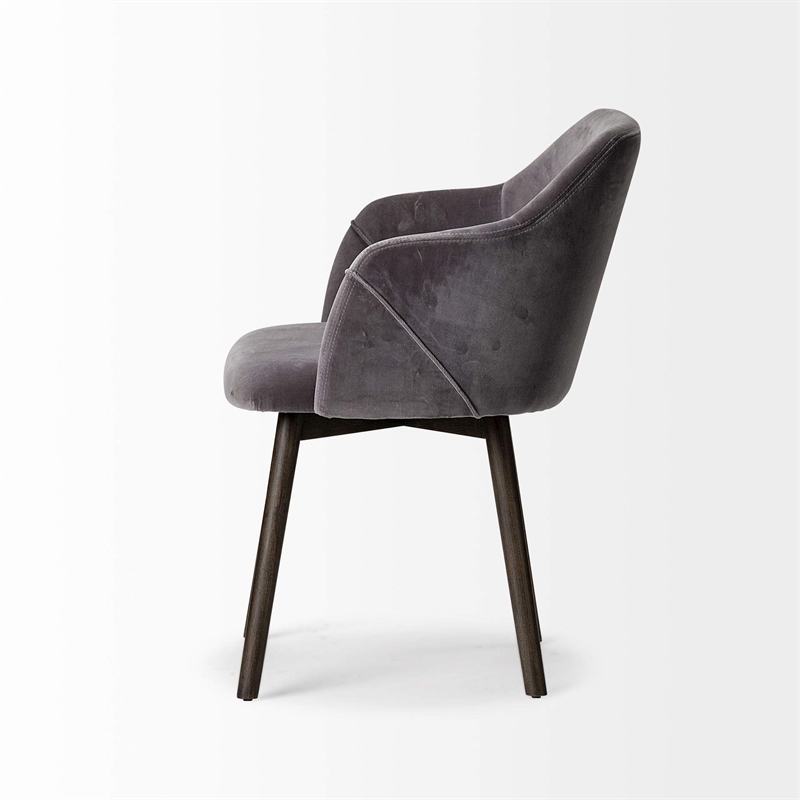 Mercana Furniture Ronald II Grey Velvet Wrap Black Wooden Base Dining Chair