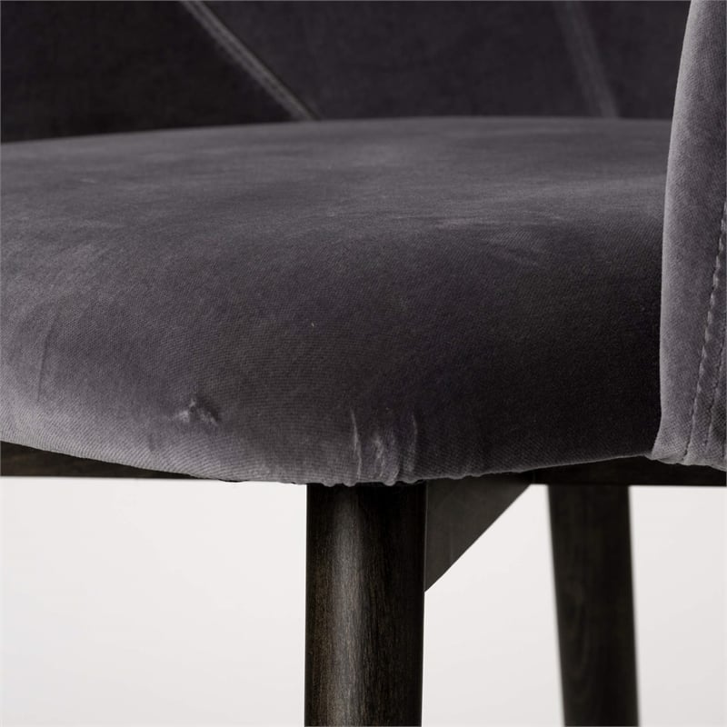 Mercana Furniture Ronald II Grey Velvet Wrap Black Wooden Base Dining Chair