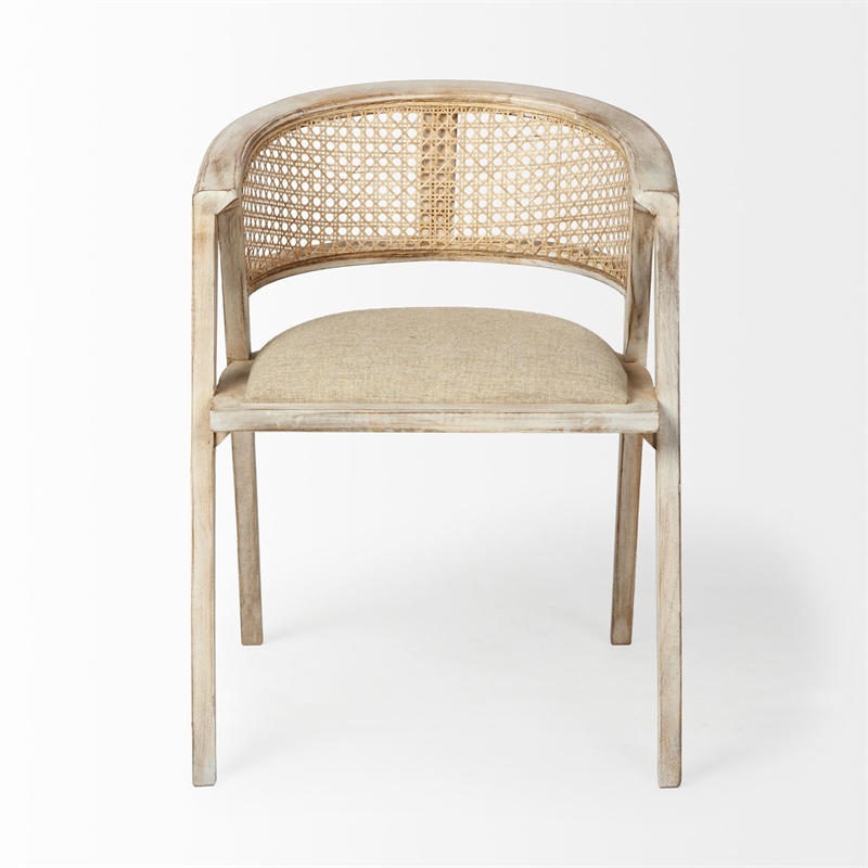 Mercana Furniture Tabitha I Brown Wooden Frame Natural Linen Seat Dining Chair