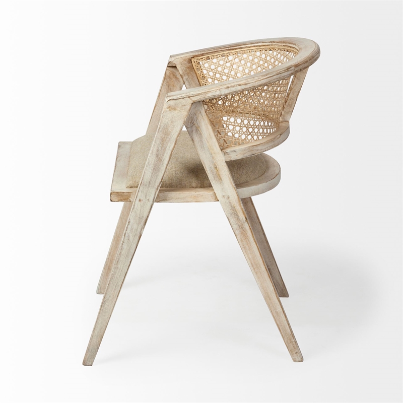 Mercana Furniture Tabitha I Brown Wooden Frame Natural Linen Seat Dining Chair