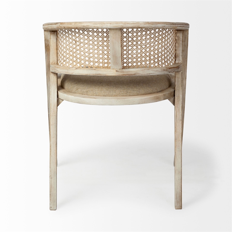 Mercana Furniture Tabitha I Brown Wooden Frame Natural Linen Seat Dining Chair