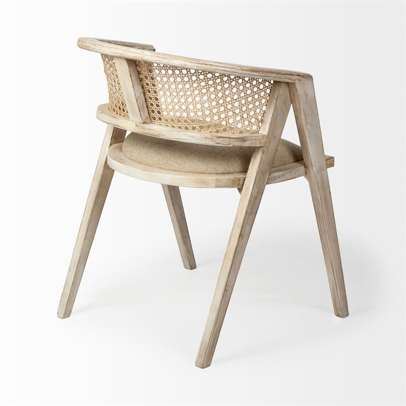 Mercana Furniture Tabitha I Brown Wooden Frame Natural Linen Seat Dining Chair