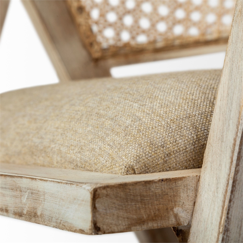 Mercana Furniture Tabitha I Brown Wooden Frame Natural Linen Seat Dining Chair