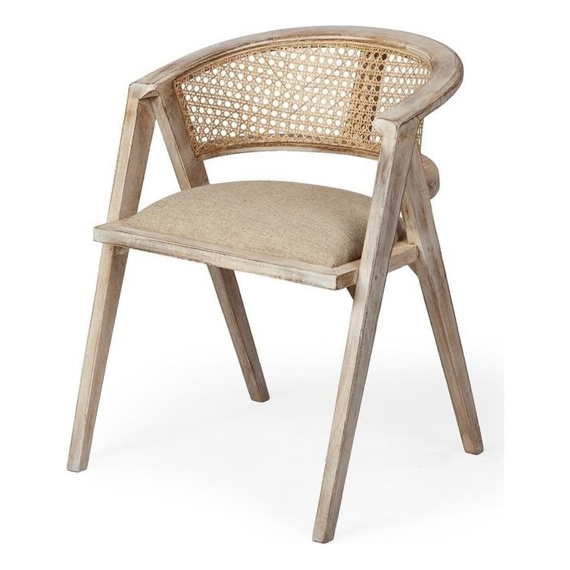 Mercana Furniture Tabitha I Brown Wooden Frame Natural Linen Seat Dining Chair