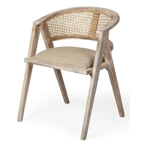 Mercana Furniture Tabitha I Brown Wooden Frame Natural Linen Seat Dining Chair