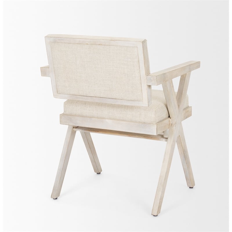 Mercana Topanga I Cream Fabric Wrap Brown Wooden Frame Dining Chair