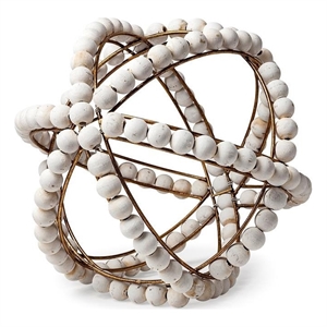 Mercana Espanlade II Decorative Metal Orb with White Wood Beads