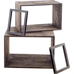 mercana simul dark brown set of 2 wood shelving system