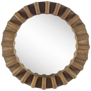 Mercana Sprocket 26&quot Round Brown Wood Frame Mirror