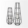 Mercana Bella Large Black Metal Cylindrical Cage Candle Holder Lantern