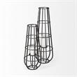 Mercana Bella Large Black Metal Cylindrical Cage Candle Holder Lantern