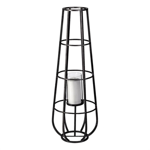Mercana Bella Large Black Metal Cylindrical Cage Candle Holder Lantern