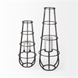 Mercana Bella Large Black Metal Cylindrical Cage Candle Holder Lantern