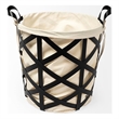 Mercana Liya Black Metal Basket with Cream Fabric Liner