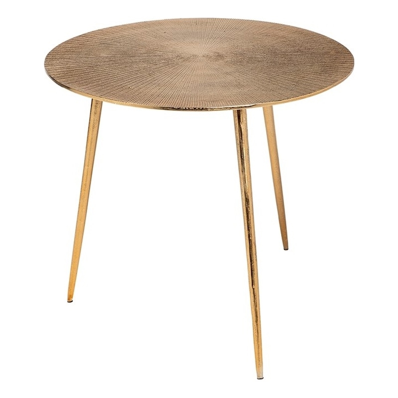 Mercana Reva III 16.3 x 17 Round Top Gold-Toned Cast Metal Accent Table