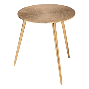 Mercana Reva I 24 x 21 Round Top Gold-Toned Metal Cast Aluminum Accent Table