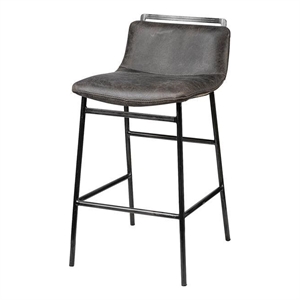 Mercana Kavalan 33.5&quot Leather Counter Stool in Black