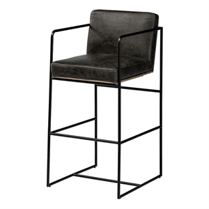 Mercana Stamford 40&quot Leather Bar Stool in Black