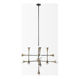 Mercana Decarlo II Metal Multi-Arm 13 Light Chandelier in Black and Gold