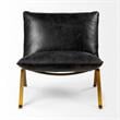 Mercana Flavelle II Black Leather Cushion Seat & Solid Iron Base Accent Chair