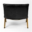 Mercana Flavelle II Black Leather Cushion Seat & Solid Iron Base Accent Chair
