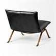 Mercana Flavelle II Black Leather Cushion Seat & Solid Iron Base Accent Chair