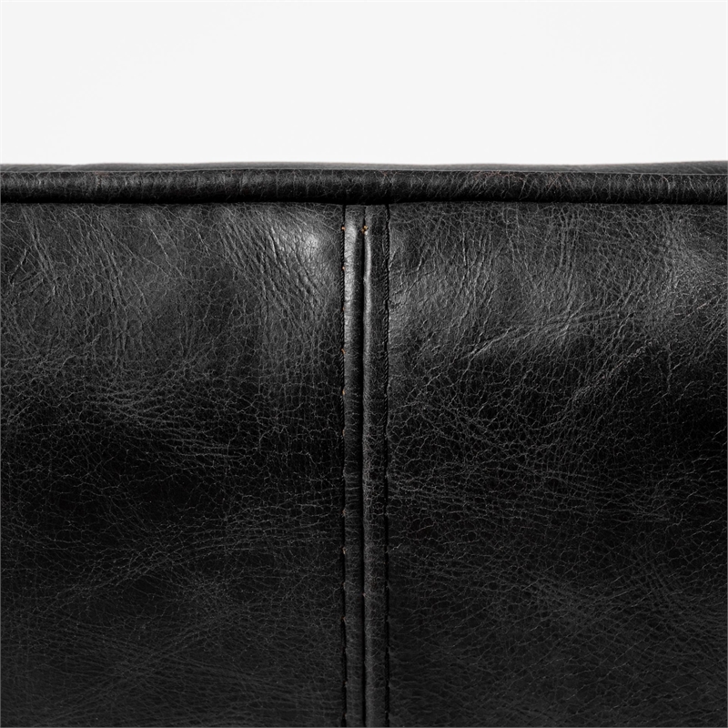 Mercana Flavelle II Black Leather Cushion Seat & Solid Iron Base Accent Chair